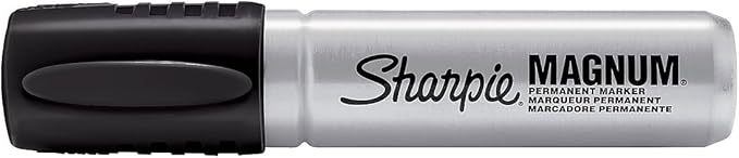 Sharpie Magnum Permanent Markers, Oversized Chisel Tip, Black, 12 Count - Office, Home, Teacher Supplies, Great for Poster Boards