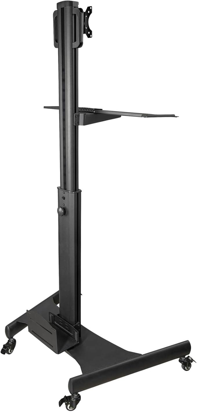 StarTech.com Mobile Workstation Cart with Monitor Mount, CPU/PC Holder, Keyboard Tray - Ergonomic Height Adjustable Desktop Cart - Rolling Mobile Standing Workstation on Wheels (WKSTNCART)