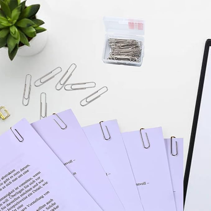 220pcs Silver Paper Clips, Medium and Jumbo Size (1.3 inch & 2 inch) Office Paperclips - with Storage Box in Each Size for Easy Storage