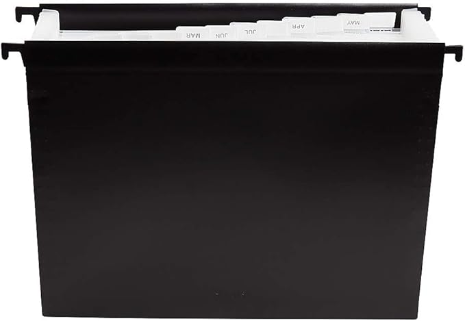 Staples Poly Expanding Hanging File Folder, 12‑Pocket Letter‑Size Accordion File with Jan–Dec Index, Durable Poly Construction, Black