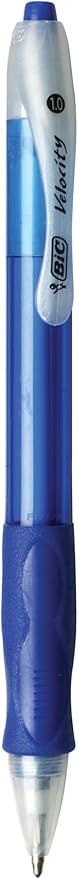 BIC Velocity Retractable Ballpoint Pens, Medium Point (1.0 mm), Blue Ink Pens, 12-Count Pack, With Comfortable Grip
