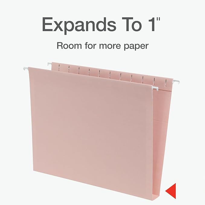 Pendaflex Hanging File Folders, 25 Pack, Letter Size (8.5" x 11"), Assorted Colors: Khaki, Peach, Light Blue, Light Green, 5 Tab Positions, Includes Tabs and Inserts, Durable Hanging Files
