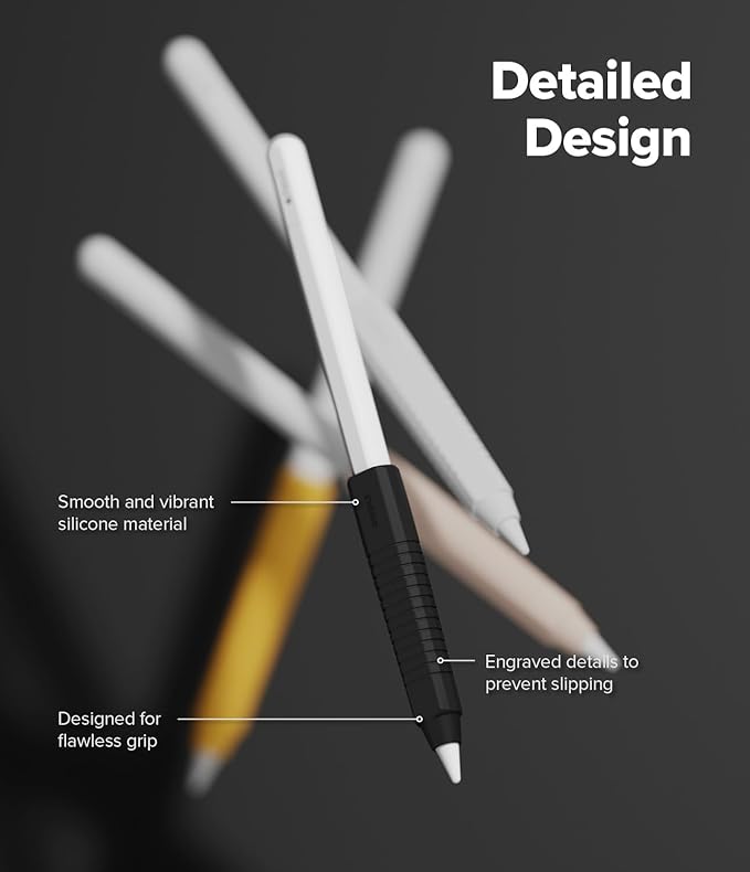 Ringke Silicone Drafting Grip Holder Compatible with Apple Pencil 2nd Generation, Apple Pencil USB-C and Apple Pencil Pro Case, Perfect Grip Silicone Protective Cover Sleeve Accessories - Black