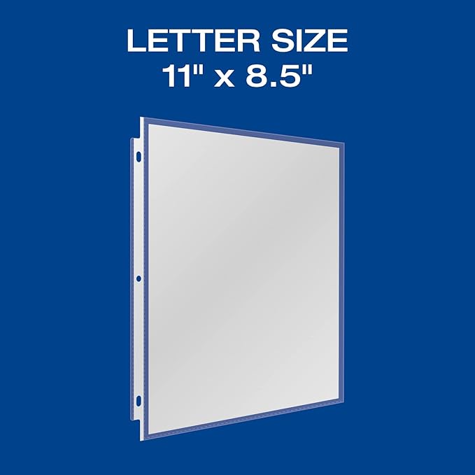 Oxford Sheet Protectors, Clear Finish, Page Protectors for 3 Ring Binder,Top Load, Letter Size Plastic Sleeves, Reinforced 3 Hole Punch for Binders, 200 per Box (33268)