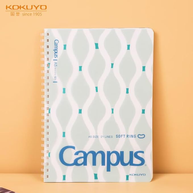 KOKUYO Spiral Lined Notebook, 4 Pack 8.3'' x 5.8'' SOU SOU Journal A5 Soft Ring Notebooks with 8mm Dot Ruled, 50 Sheets, 1 Subject Notebook for School and Note Taking
