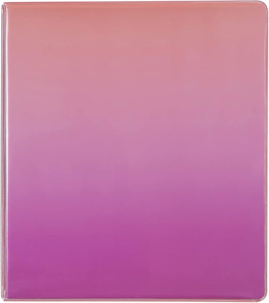 Yoobi 3 Ring Coral Ombre Binder - 1 Inch Binder with Round D Rings and 2 Pockets, Durable, PVC-Free Organizer with 220 Sheets Capacity, FSC Certified Packaging and Paper
