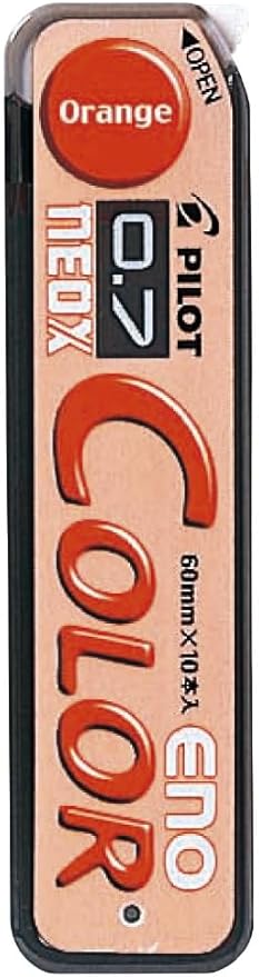 Pilot Color Mechanical Pencil Lead Eno, 0.7mm, Orange, 10 Leads (HRF7C-20-O)