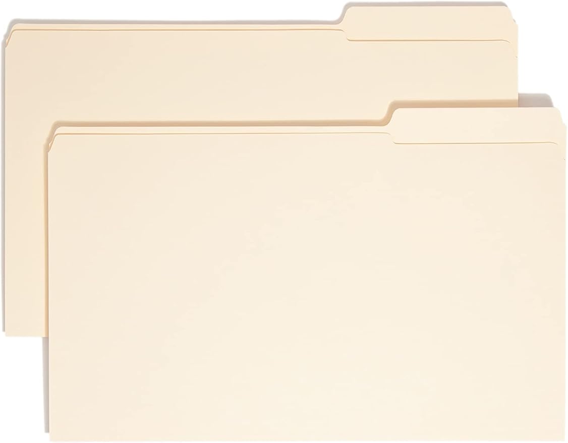 Smead File Folder, Reinforced 1/3-Cut Tab, Right Position, Legal Size, Manila, 100 per Box (15337)