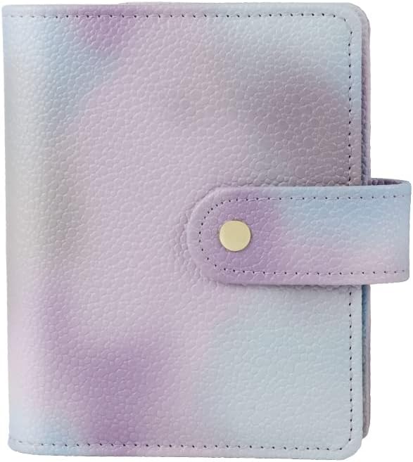 Purple PU Leather Budget Binder Cover, for A7 6-Ring Money Organizer Budgeting Refillable Loose Leaf Receipt Binder Notebook Bookmark Planner Book with Card Pockets Snap Buckle
