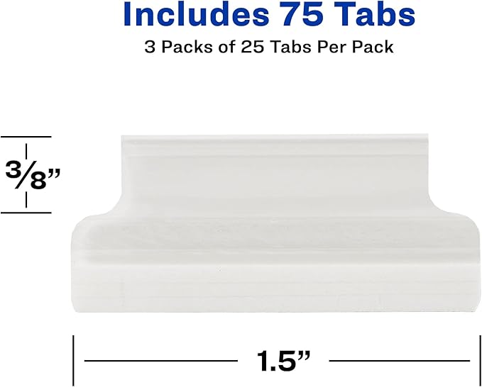 Avery Index Tabs, 1-1/2", Self-Adhesive, Laser/Inkjet Printable Inserts, 25 Per Pack, 75 Total (3-Pack of 16320)