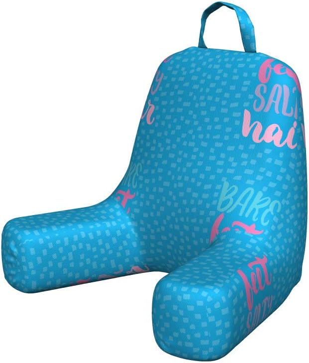Ambesonne Beach Reading Pillow Cover, Calligraphic Bare Feet Salty Hair Message Ink Inscription with Squares Background, Unstuffed Printed Bed Rest Case from Soft Fabric, Small, Multicolor