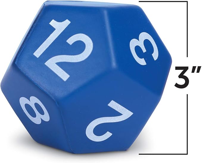 Learning Resources Jumbo Foam Polyhedral Dice - Math Manipulative Cubes,Teacher Supplies, Classroom Must Haves , Homeschool and Preschool, Board Game Accessories, Counting Numbers, Party Gifts