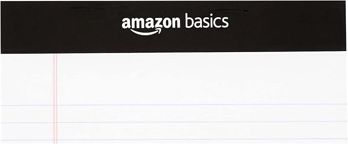 Amazon Basics Narrow Ruled Lined Writing Note Pads for Notes, Office Supplies, 5" x 8", White, 12-Pack of 50 Pages, Perforated