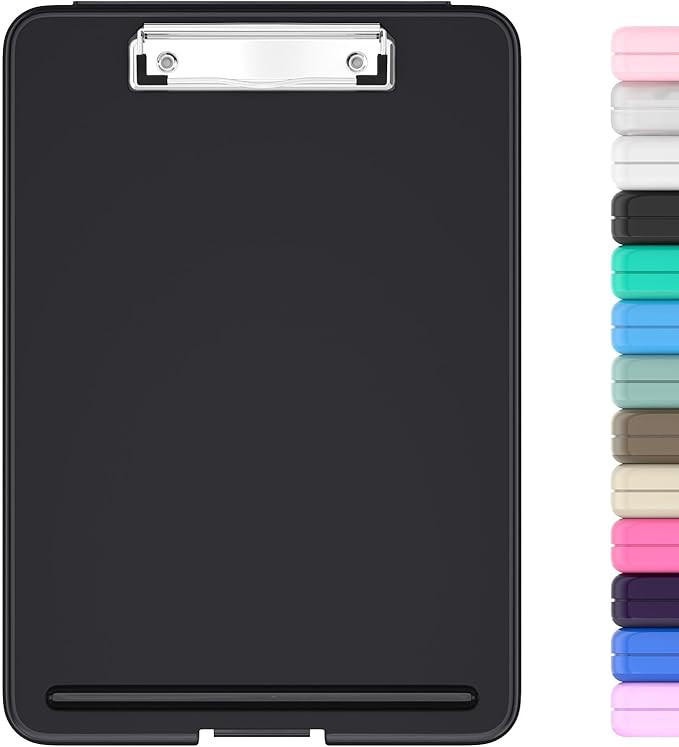 Hongri Clipboard with Storage, 8.5 x 11 Nursing Clip Board Foldable Storage for Nurses, Lawyers, Students, Classroom, Office, School, Size 13.4 x 9.4 X 0.9 in, Black