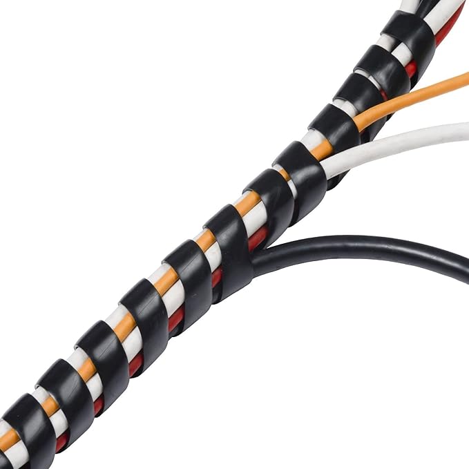 Spiral Cable Wrap - 7.2 Ft 3/4" Spiral Wire Wrap Cord Covers Bundle Sleeve Hose for Computer Electrical Wire Organizer (3/4 Inch-7.2Ft, Black)