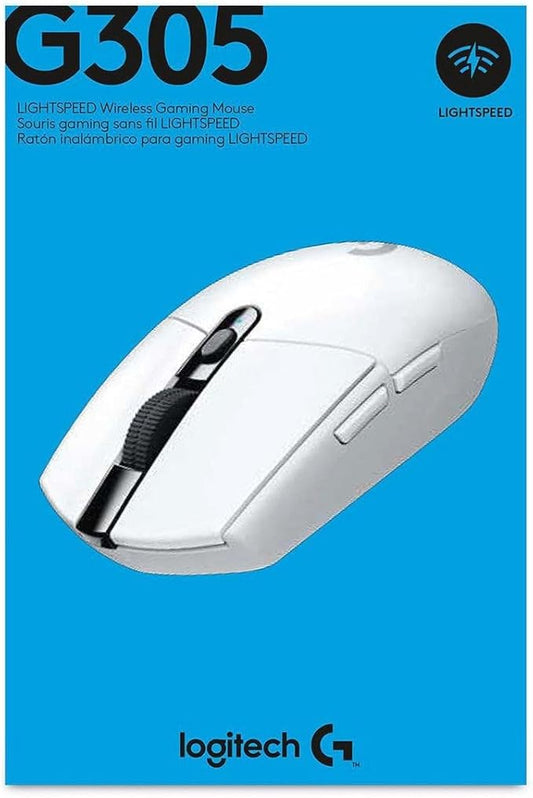 Logitech G305 Lightspeed Wireless Gaming Mouse, Hero 12K Sensor, 12,000 DPI, Lightweight, 6 Programmable Buttons, 250h Battery Life, On-Board Memory, PC/Mac - White