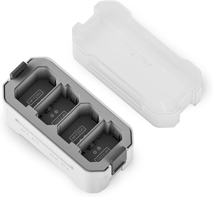 Tilta NP-FZ100 Charging Station Battery Kit, 4-Slot 45W PD USB-C Fast Charger | Compatible with Sony NP-FZ100 Batteries | Portable EDC Travel Charger, 2 Batteries - Off White
