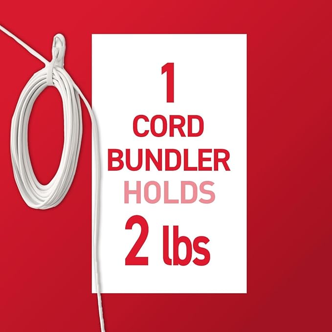Command Cord Bundlers, Damage-Free Adhesive Cord and Cable Organizers, White, 6 Bundlers (3 Packs of 2) with Command Strips, No Tools Wall Hooks for Home, Office or Outdoor Use, Holds 2 lbs Each