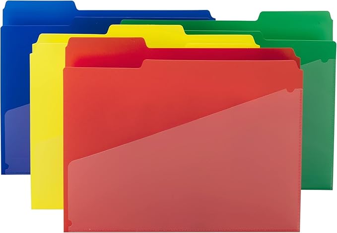 Smead Poly File Folder with Pockets, Folders for Documents, 1/3-Cut Tabs, File Folders Letter Size, Office Supplies, School Supplies, 48 Count, 10541