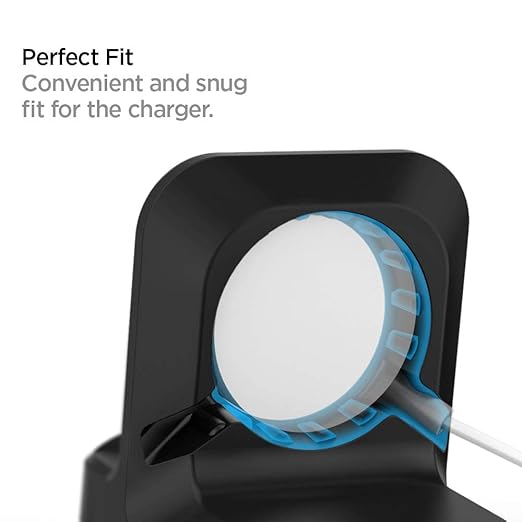 Spigen for Apple Watch Charger, S350 Stand Compatible with Ultra 3/2/1 49mm, Series 11/10 46/42mm, 9/8/7 45/41mm, SE3/SE2/SE/6/5/4 44/40mm, 3/2/1 42/38mm with Non-Slip Stable Base - Black