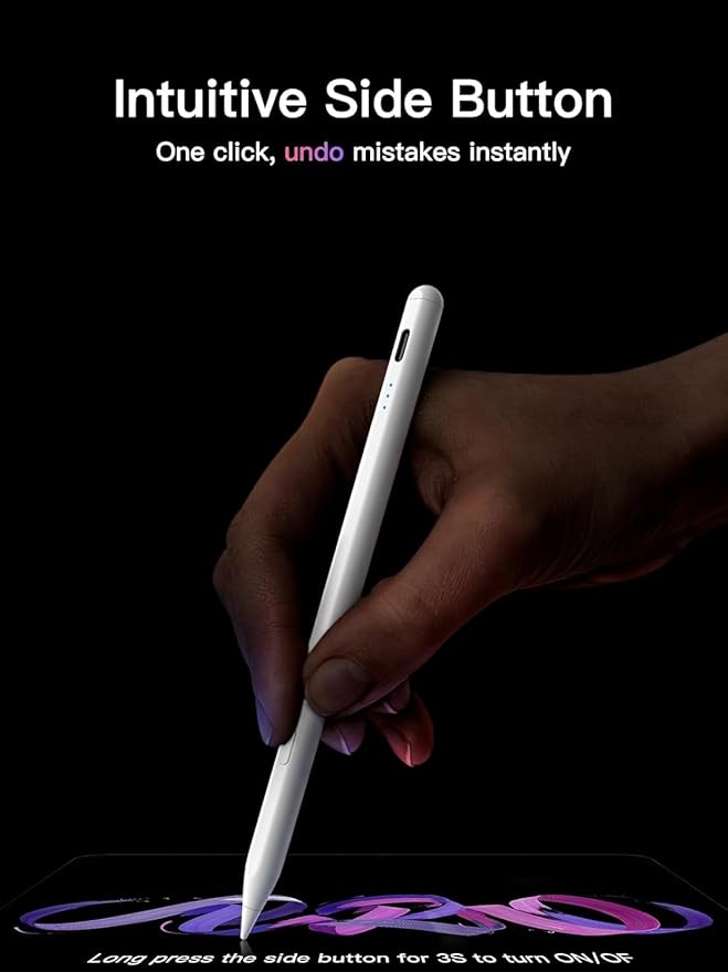 KEEPRO Stylus Pen for iPad 2018-2025, USB-C Fast Charging Pencil, Pixel-Perfect Tilt Sensitivity for iPad 11/10/9/8/7/6/A16, Mini 7/6/5, Air M3/M2 11"/13"/5/4/3, Pro M4 13"/12.9″/11″