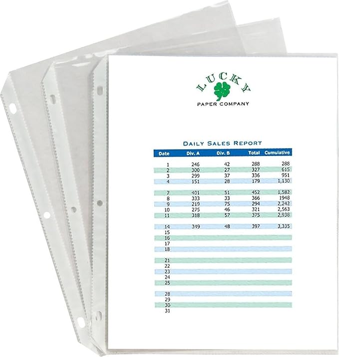 Staples Sheet Protectors, 8.5" x 11", Top‑Loading, 3‑Hole Punched, Clear Poly Page Protectors, 2.4 Mil Standard Weight, 500‑Pack