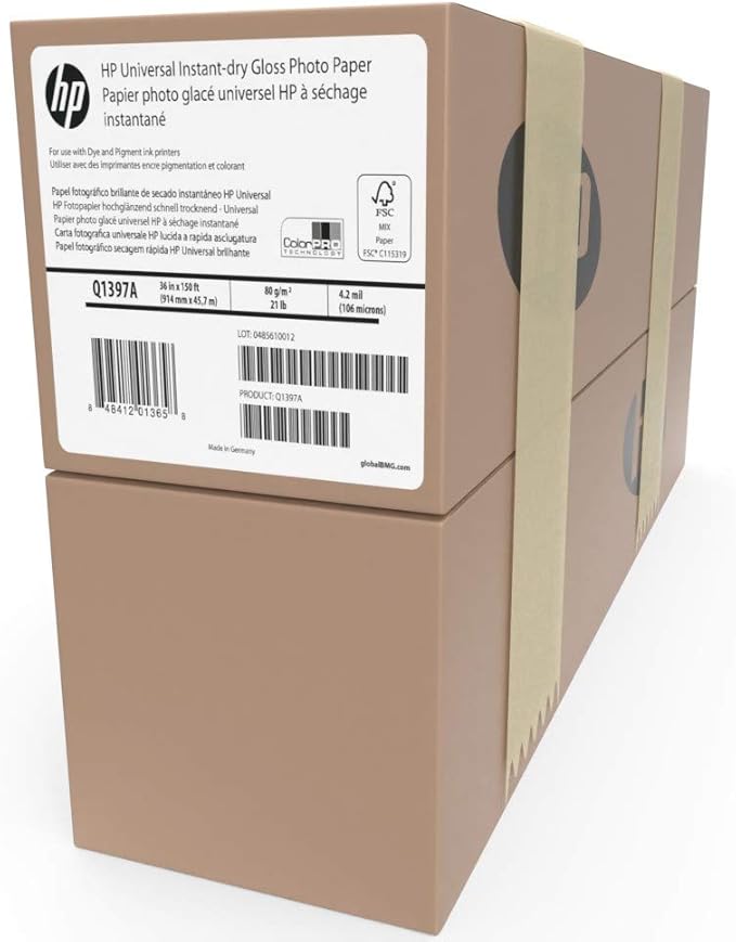 HP Wide Format Universal Bond Paper 36 in x 150 ft, 2 Roll Bundle 4.2 mil - 80 g/m² (21 lbs)2" Core - Q1397A-2R