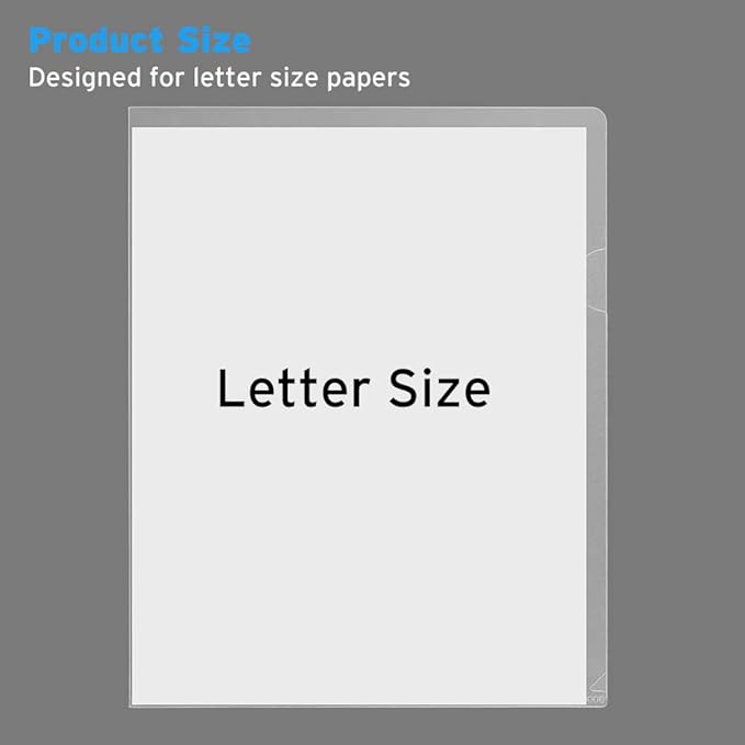 Sooez 25 Pack Clear Document Folder Project Pockets, Plastic File Folders Letter Size, Clear Sleeves for Paper Protector 8.5 x 11, Presentation Folders Report Covers