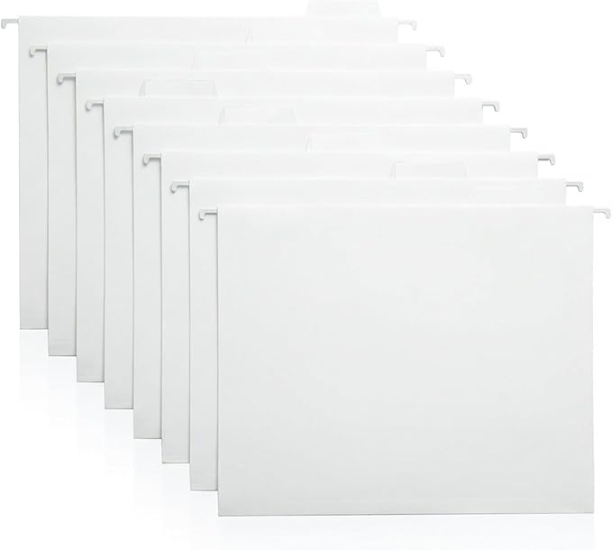 White Hanging File Folders – 8 Pack, Letter Size File Organization Folders for Home, Office, School & Filing Cabinets
