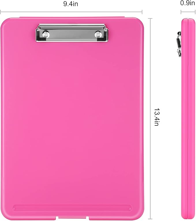 Sooez Clipboard with Storage, Plastic Storage Clipboards with Low Profile Clip, Nursing Clip Boards Foldable, Hanging Clipboard Case for Work, Teacher, Classroom Must Haves, Office School Supplies