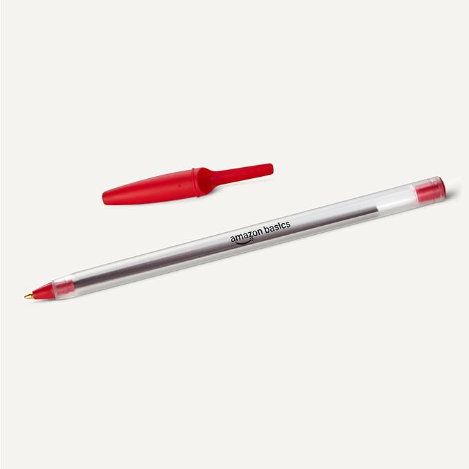 Amazon Basics Ballpoint Pens, Medium Point 1.0mm, Red Ink, 144-Pack
