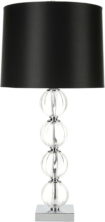 SAFAVIEH Lighting Collection Amanda Modern Crystal Globe/ Black Shade 30-inch Bedroom Living Room Home Office Desk Nightstand Table Lamp (LED Bulbs Included)