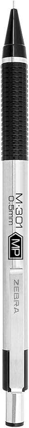 Zebra Pen, STEEL M-301 Mechanical Pencils, 0.5mm Fine Point, Refillable Lead, Stainless Steel Barrel, Built-in Eraser, Durable Clip, Lightweight Precision Pencil for School, Office, 2-Pack (54012)