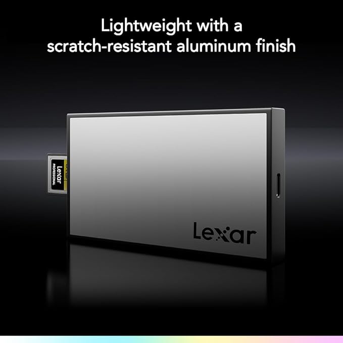 Lexar Professional Workflow CFexpress 4.0 Type A Card Reader, Pairs with Lexar Professional Workflow, USB-C to USB-A Adapter, Compatible with PC, Laptop, Tablet, Smartphone (LPWF730N-5ANGL)