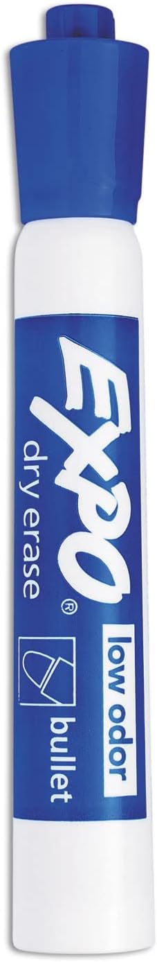 EXPO Low Odor Dry Erase Markers Bullet Tip Blue 12 Count