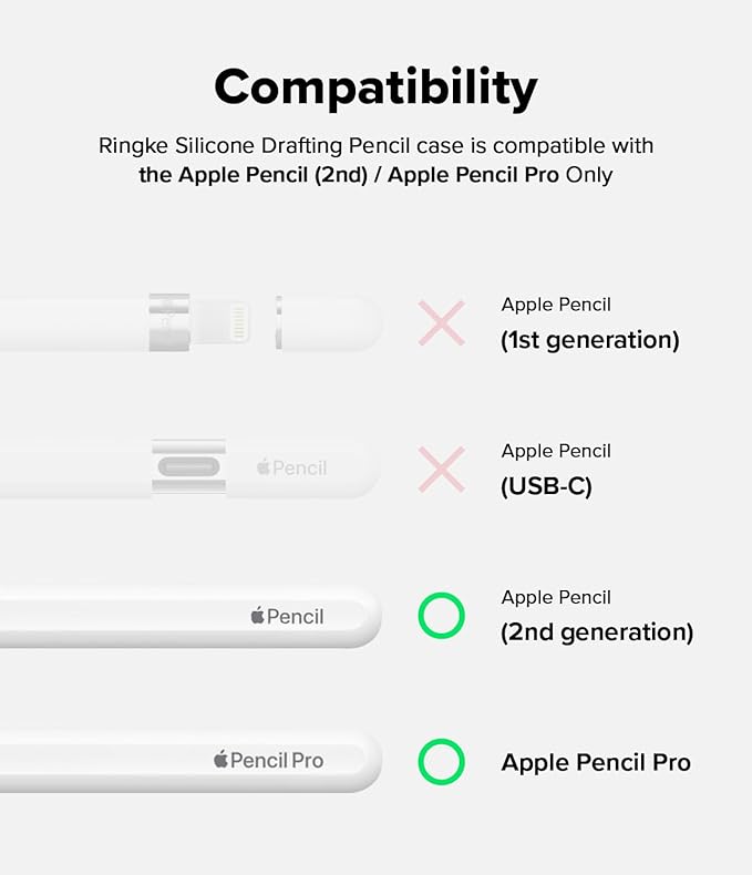 Ringke Silicone Drafting Pencil Case Compatible with Apple Pencil 2nd Generation and Apple Pencil Pro Case, Perfect Grip Silicone Protective Cover Sleeve Accessories - Pink Sand