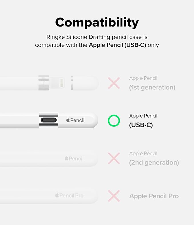 Ringke Silicone Drafting Pencil Case Compatible with Apple Pencil USB-C Case, Perfect Grip Silicone Protective Cover Sleeve Accessories - Yellow