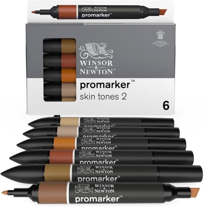Winsor & Newton ProMarker Set, 6 Count, Skin Tones Set 2