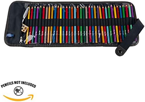 Speedball Art Products 359360 Canvas Pencil Case Roll-Up, Black W/Black Trim, Holds up to 36 Pencils
