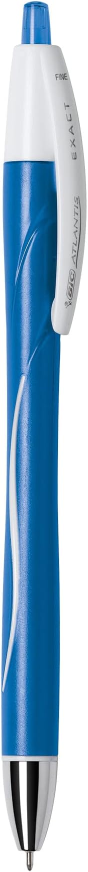 BIC Glide Exact Blue Retractable Ballpoint Pens, Fine Point (0.7mm), 12-Count Pack, Ultra Smooth Writing Blue Pens
