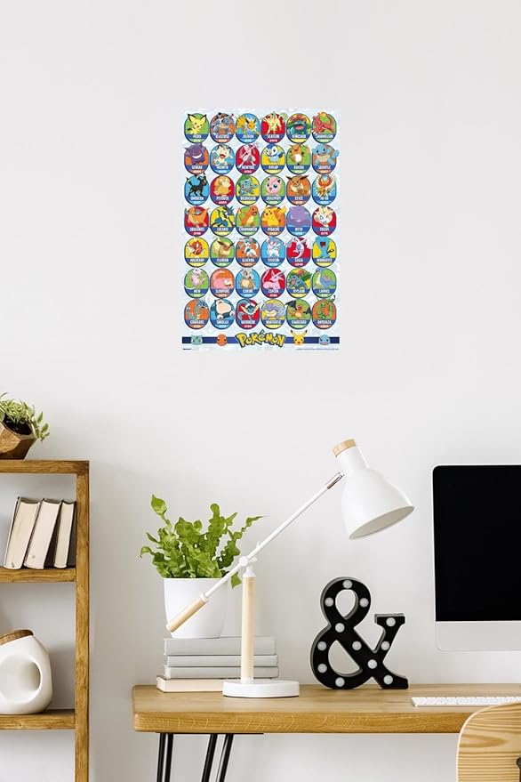 Pokémon: All-Time Favorites - Grid Wall Poster, 22.4L" x 14.7W", Premium Poster & Mount Bundle