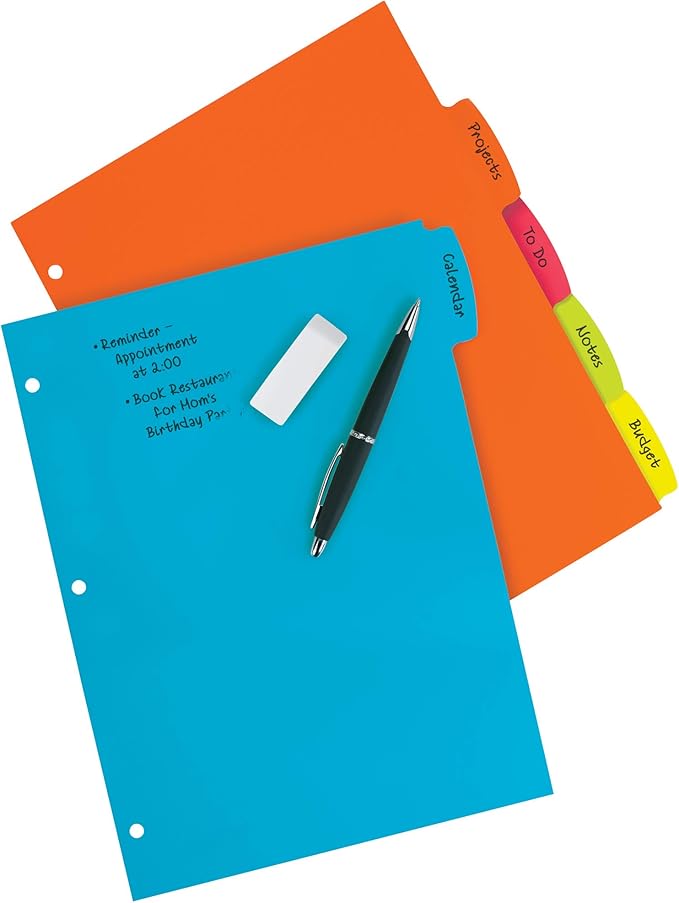 Avery Big Tab Write & Erase Durable Plastic Dividers, 5-Tab Set, Multicolor Brights, 3 Sets (21212) (Pack of 8)