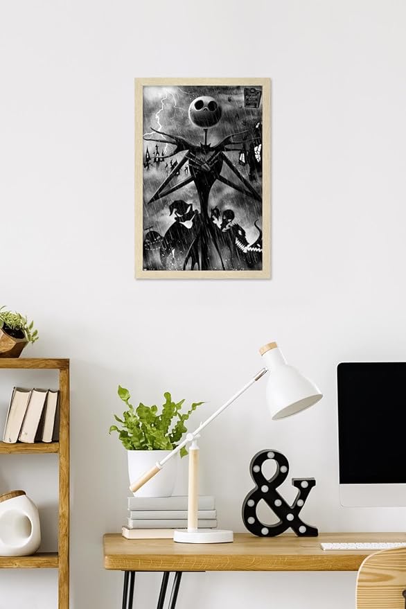 Disney Tim Burton's The Nightmare Before Christmas - Shadows Wall Poster, 22.4L" x 14.7W", Blonde Framed Version