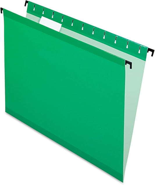 Pendaflex SureHook Reinforced Hanging Folders, Letter Size, Bright Green, 1/5 Cut, 20/BX (6152 1/5 BGR)