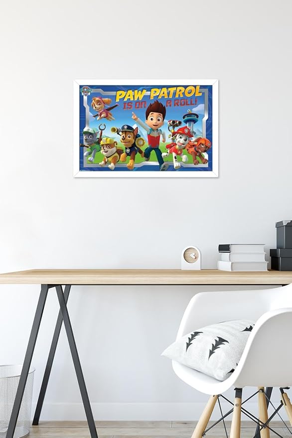 Nickelodeon Paw Patrol - Crew Wall Poster, 22.4L" x 14.7W", White Framed Version