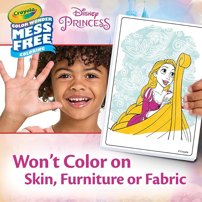 Crayola Color Wonder Disney Princess Mini Box Set, 12 Coloring Pages & 4 Mess Free Markers, Toddler Coloring, Gift for Girls & Boys, 3+