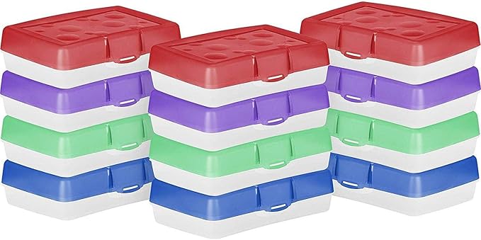 Storex Pencil Box, 8.38" X 5.63" X 2.5", Randomly Assorted Colors