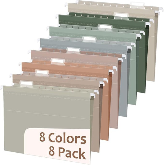gisgfim 8pack Poly Plastic Hanging File Folders Letter Size 11.8 x 8.85 Inches File Folders Filing Cabinet Organizer Ideal for Home and Office Organization and Papers Classification Morandi Colors
