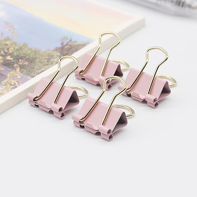 YCVIORING Mini Binder Clips, 100 Pack, Light Pink, 15mm (5/8 inch), Office, Home, School, Crafts, Tempered Steel, Modern Style
