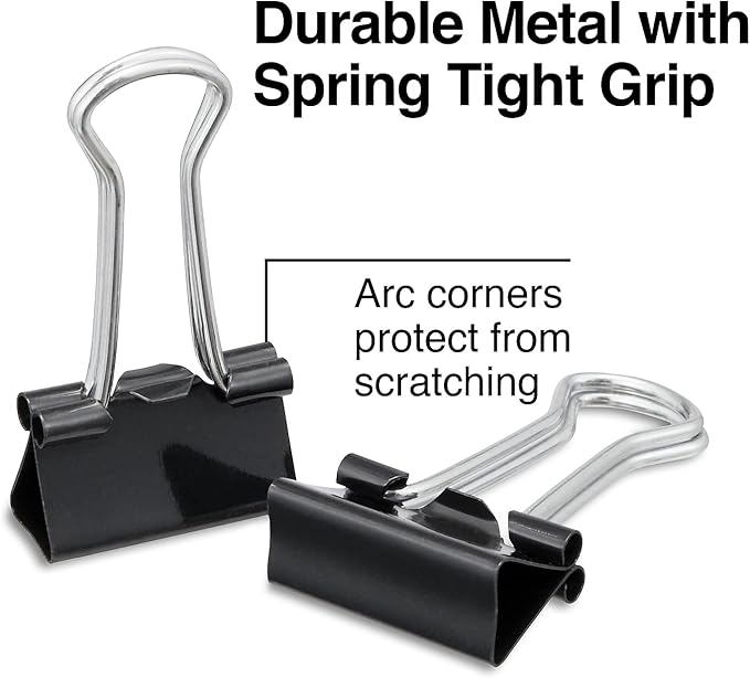 STAPLES Small Binder Clips - Black, 0.38" Capacity, Pack of 144 for Office, Paper & Document Organization